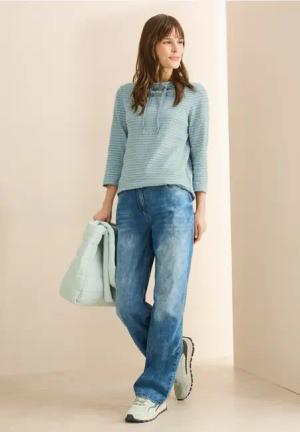 Cecil Damen Two-Tone Strukturshirt in Grün, Gr: XL