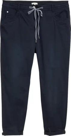 TOM TAILOR Damen Plus Size - Cropped Slim Hose, blau, Uni, Gr. 44/28