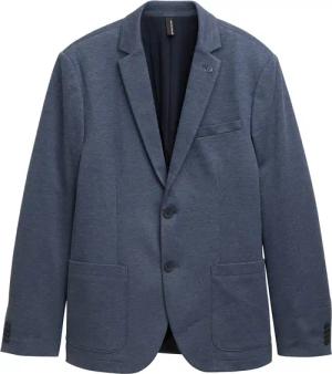 TOM TAILOR Herren Regular Fit Piqué Sakko, blau, Meliert, Gr. 56