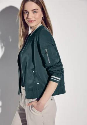 Street One Frauen Satin Blouson in Grün, Gr: 34