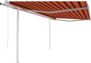 furnicato Markise Automatisch Einziehbar mit Pfosten 4x3 m Orange Braun (1-St)