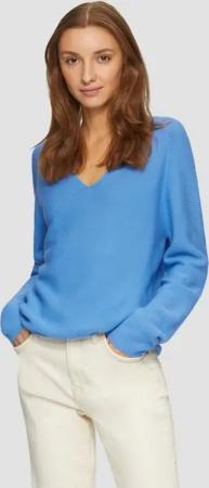 s.Oliver Strickpullover Gerippter Strickpullover aus Baumwollmix mit V-Ausschnitt