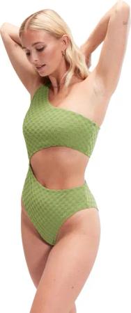 Grüner FLU3NTE asymmetrischer Badeanzug mit Cut-Out