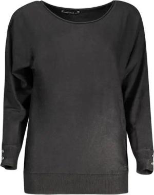 GUESS JEANS Strickpullover Damen Pullover Schwarz - Langarmshirt mit Stickerei und Logo
