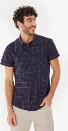 Trekkinghemd Herren kurzarm - NH100 blau