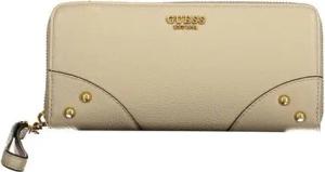 GUESS JEANS Geldbörse, Eleganter Damen Geldbeutel Beige mit Fächern und Reißverschluss