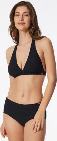 Triangel-Bikini-Top Jersey recycelt Streifen schwarz - Aqua 40