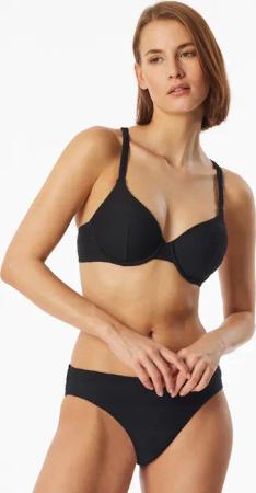 Bikini-Top mit Schale Jersey recycelt Streifen schwarz - Aqua 42C