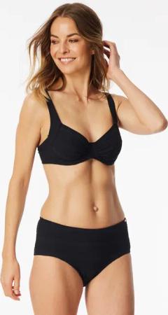Bikinihose Panty Jersey recycelt Streifen schwarz - Aqua 40