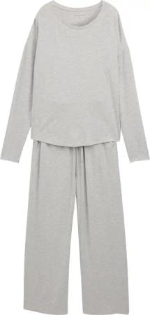 TOM TAILOR Damen Basic Pyjama-Set, grau, Meliert, Gr. M/38