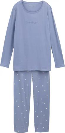 TOM TAILOR Damen Pyjama-Set mit Punktemuster, blau, Gepunktet, Gr. S/36
