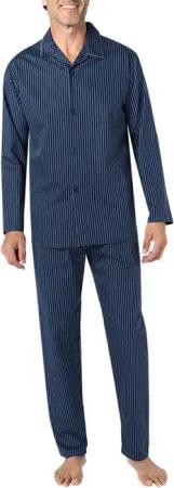 Novila Herren Pyjama blau Baumwolle & Mix Gemustert