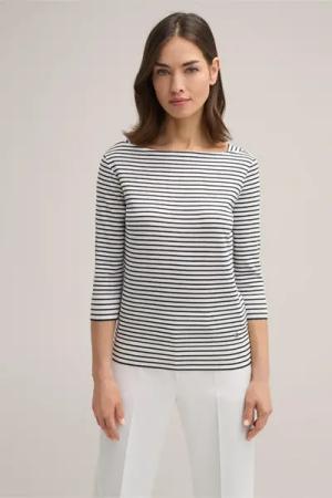 Tencel-Baumwoll Shirt in Navy-Ecru gestreift