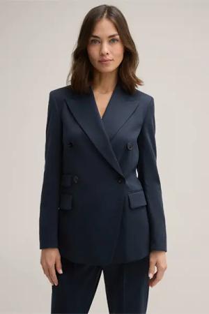 Baumwoll-Jersey-Doppelreiher-Blazer in Navy