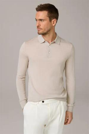 Strick-Poloshirt Nando mit Seide und Cashmere in Beige