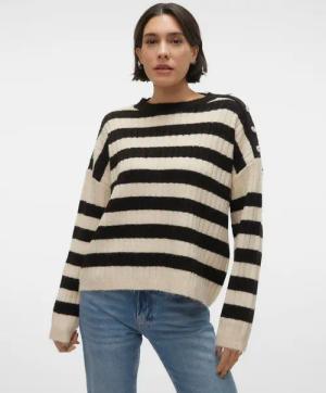 Vero Moda Rundhalspullover "VMELYA LS O-NECK BUTTON PULLOVER GA BOO"