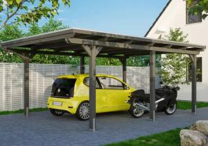 Skanholz Einzelcarport "Emsland", Leimholz-Nordisches Fichtenholz, 341 cm, dunkelgrau