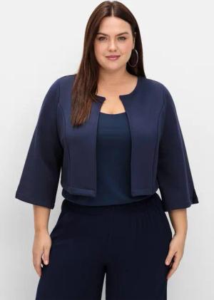 Sheego Feinstrick-Bolero in offener, kurzer Form, marine, Gr.58