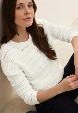 Cecil Damen Strickpullover in Weiß, Gr: XS