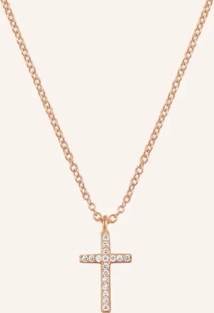 Leaf Halskette KREUZ aus 18 Karat Roségold mit Diamanten