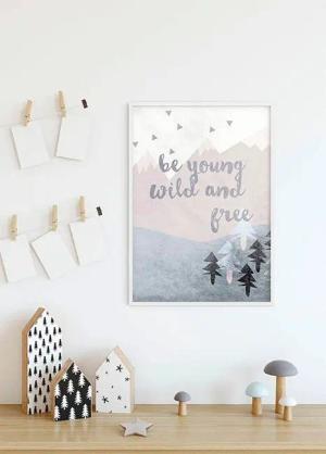Komar Bild "Wild and Free", Sprüche, (1 St.), Wandbild zur Dekoration - ohne Rahmen