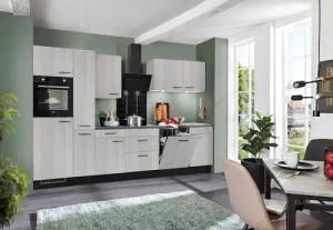 wiho Küchen Küche "Nisos", Soft-Close, 310 cm, Backofen matt schwarz, Teleskopauszug