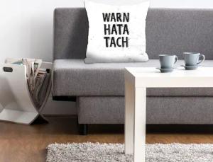 queence Dekokissen "WARN HATA TACH", Kissenhülle,Warn hata tach,Spruch,Weiß,Lustig,Norddeutsch