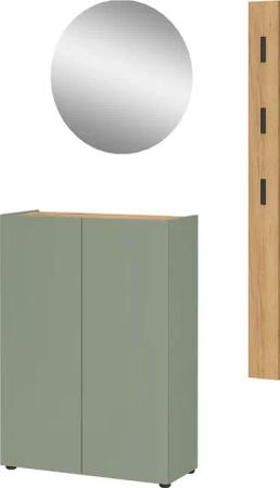 GERMANIA Garderoben-Set "Alviano", (3 St.), mit rundem Spiegel, optional mit Hakenpaneel, Made in Germany