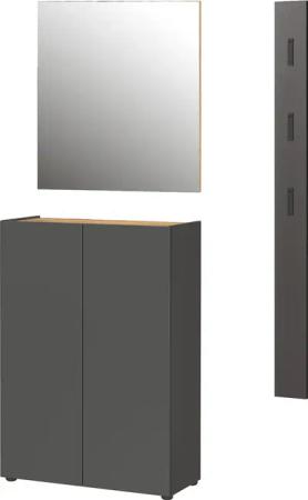 GERMANIA Garderoben-Set "Alviano", (3 St.), mit eckigem Spiegel, optional mit Hakenpaneel, Made in Germany