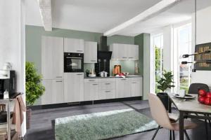 wiho Küchen Küche "Nisos", Soft-Close, 340 cm, Backofen matt schwarz, Teleskopauszug