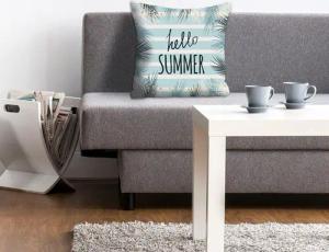 queence Dekokissen "Hello Summer", Kissenhülle,Hello Summer,Spruch,Sommer,Sonne,Strand,Frisch,Urlaub