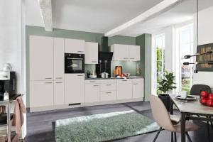 wiho Küchen Küche "Nisos", Soft-Close, 370 cm, Backofen matt schwarz, Teleskopauszug