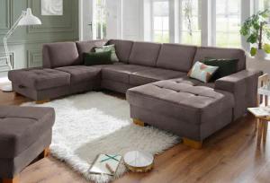 Home affaire Wohnlandschaft "Puccini U-Form", mit Federkern, Sitztiefenverstellung, Kontrastnaht