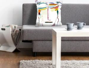queence Dekokissen "Kim", Kissenhülle,Abstraktes Gesicht,Modern,Kunstvoll,Geometrisch