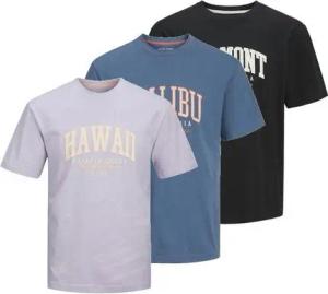 Jack & Jones T-Shirt JACK & JONES Male T-Shirt 3er-Pack Logo Rundhals T-Shirt