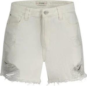 GUESS JEANS 2-in-1-Shorts Weiße Damen Jeans Shorts, Used-Look, recycelte Baumwolle