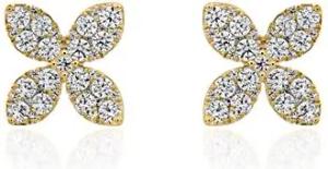 Blüten Ohrstecker aus Gold mit Diamanten