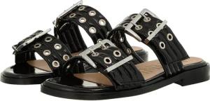 GANNI Sandalen - Feminine Buckle Two Strap Sandal Naplack - Gr. 42 (EU) - in Schwarz - für Damen