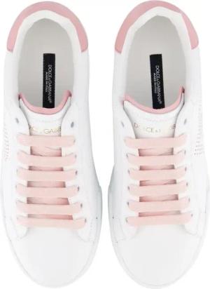 Dolce&Gabbana Low-Top Sneaker - Dames Portofino Sneaker Wit/Roze - Gr. 40 (EU) - in Weiß - für Damen