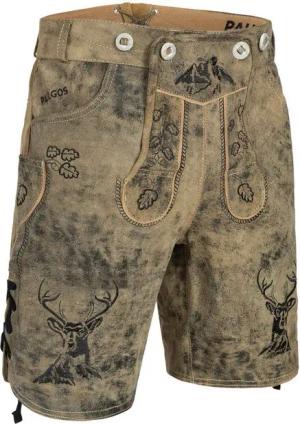 PAULGOS Trachtenhose Herren Lederhose Kurz mit Trägern 100% Echtleder - HK4 ANTIK