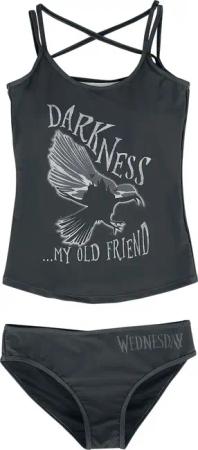 Wednesday - Gothic Bikini-Set - Darkness... My Old Friend - S bis 3XL - für Damen - Größe S - schwarz - EMP exklusives Merchandise!