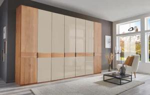 WIEMANN Drehtürenschrank "Cardiff, Massivholztüren in Kombination mit Glas- oder Spiegeltüren", (4 Breiten, 2 Höhen 216/236cm auswählbar), hochwertiges Design in langlebiger Qualität, viel Stauraum
