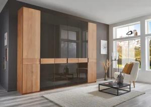 WIEMANN Drehtürenschrank "Cardiff, Massivholztüren in Kombination mit Glas- oder Spiegeltüren", (4 Breiten, 2 Höhen 216/236cm auswählbar), hochwertiges Design in langlebiger Qualität, viel Stauraum