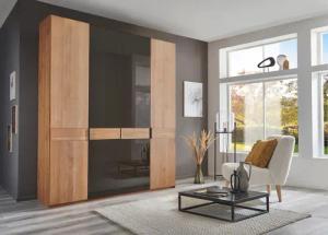 WIEMANN Drehtürenschrank "Cardiff, Massivholztüren in Kombination mit Glas- oder Spiegeltüren", (4 Breiten, 2 Höhen 216/236cm auswählbar), hochwertiges Design in langlebiger Qualität, viel Stauraum