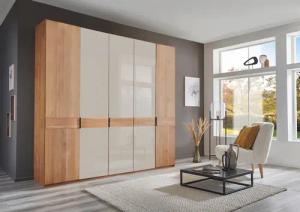 WIEMANN Drehtürenschrank "Cardiff, Massivholztüren in Kombination mit Glas- oder Spiegeltüren", (4 Breiten, 2 Höhen 216/236cm auswählbar), hochwertiges Design in langlebiger Qualität, viel Stauraum