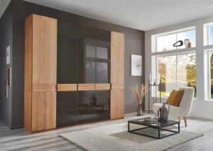WIEMANN Drehtürenschrank "Cardiff, Massivholztüren in Kombination mit Glas- oder Spiegeltüren", (4 Breiten, 2 Höhen 216/236cm auswählbar), hochwertiges Design in langlebiger Qualität, viel Stauraum