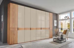 WIEMANN Drehtürenschrank "Cardiff, Massivholztüren in Kombination mit Glas- oder Spiegeltüren", (4 Breiten, 2 Höhen 216/236cm auswählbar), hochwertiges Design in langlebiger Qualität, viel Stauraum