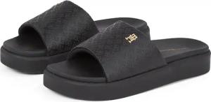 Tommy Hilfiger Pantolette "PLATFORM MONOGRAM POOLSLIDE", Plateau, Sommerschuh, Badeschuh, Bequemschuh mit TH-Allover-Print