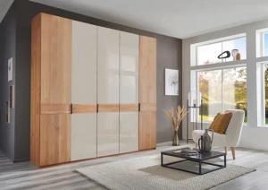 WIEMANN Drehtürenschrank "Cardiff, Massivholztüren in Kombination mit Glas- oder Spiegeltüren", (4 Breiten, 2 Höhen 216/236cm auswählbar), hochwertiges Design in langlebiger Qualität, viel Stauraum