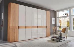WIEMANN Drehtürenschrank "Cardiff, Massivholztüren in Kombination mit Glas- oder Spiegeltüren", (4 Breiten, 2 Höhen 216/236cm auswählbar), hochwertiges Design in langlebiger Qualität, viel Stauraum